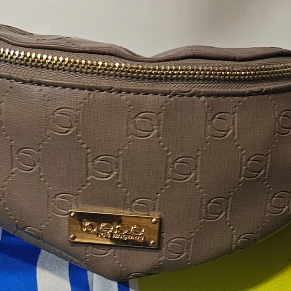 BEBE Taupe Faux Leather Fanny Pack Purse Body Bag "Alana" Crossbody - Picture 2 of 7